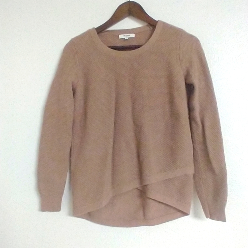 Madewell Textured High Low Layered Crew Neck Pullover Sweater Sz S